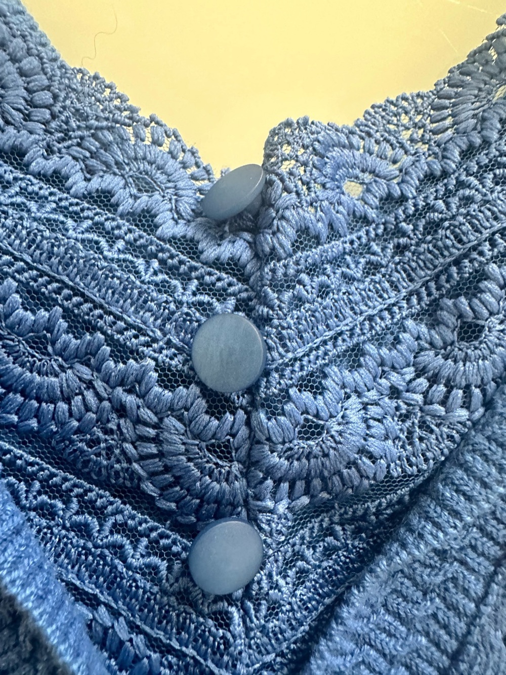 Sezane Blue V-Neck Textured Knit Sweater - Picture 4 of 8